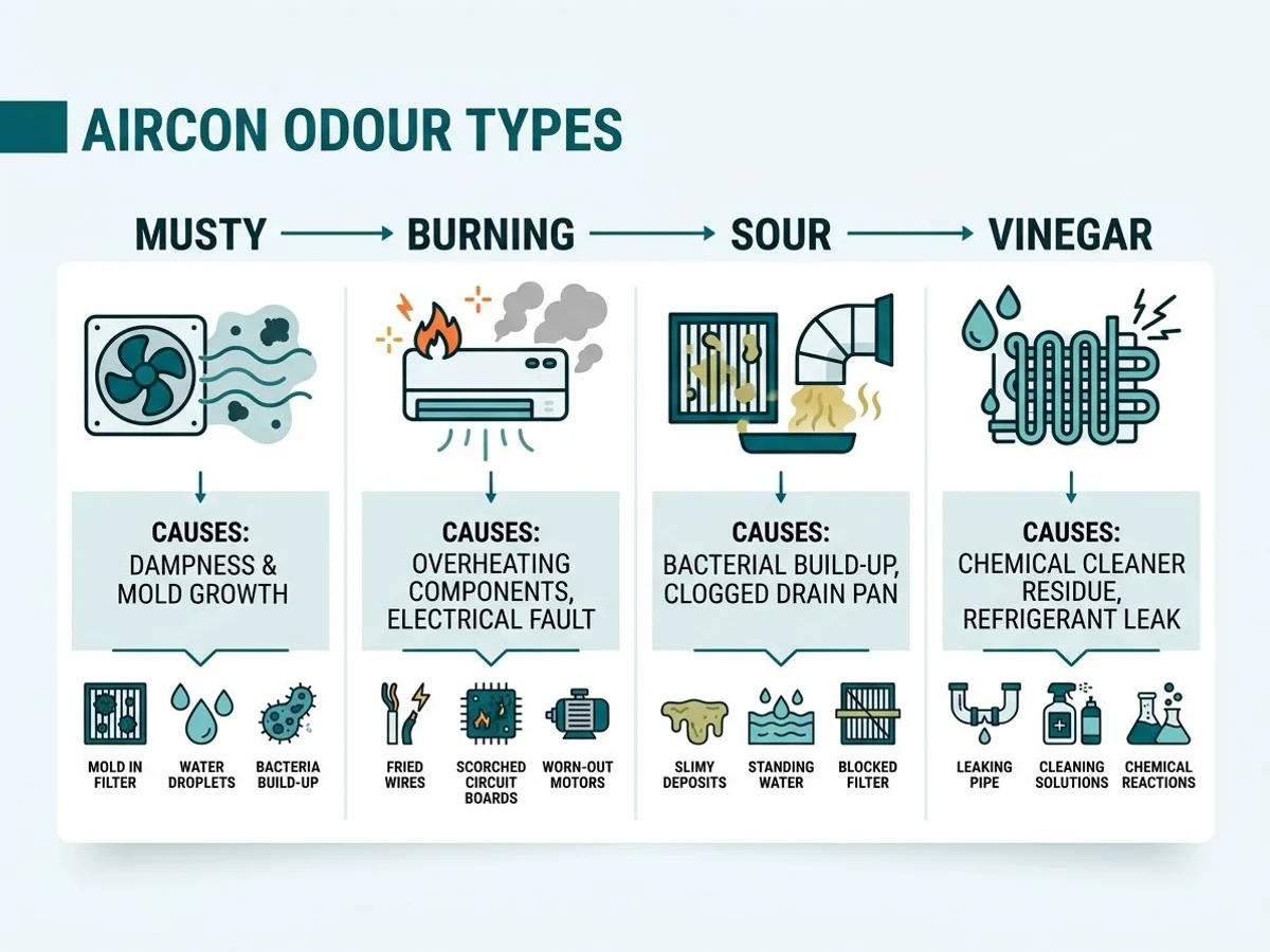 Icon set of odour types and causes