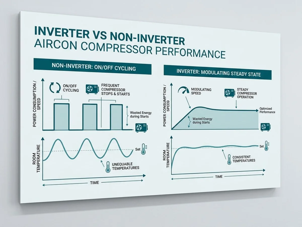 Inverter aircon outdoor compressor, where the refrigerant is pressurised and circulated