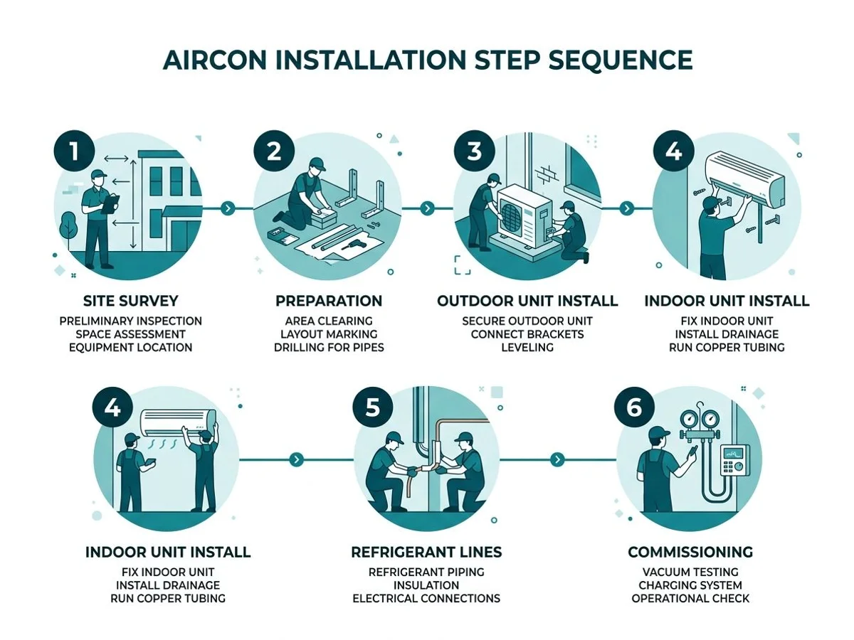 Numbered install step sequence